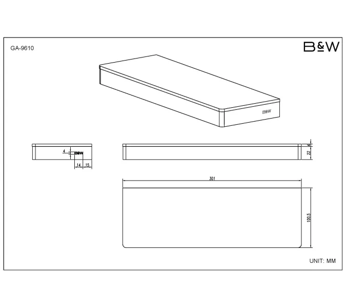 Полка Black & White GA-9610GM, Выбрать цвет: Оружейная сталь, изображение 3