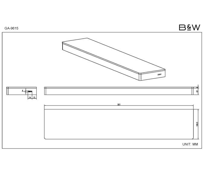 Полка Black & White GA-9615C, Выбрать цвет: Хром, изображение 3