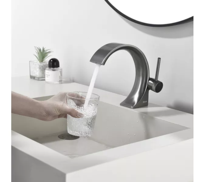 Смеситель для раковины Black&White GF-7106-GM, Выбрать цвет: Оружейная сталь, изображение 11