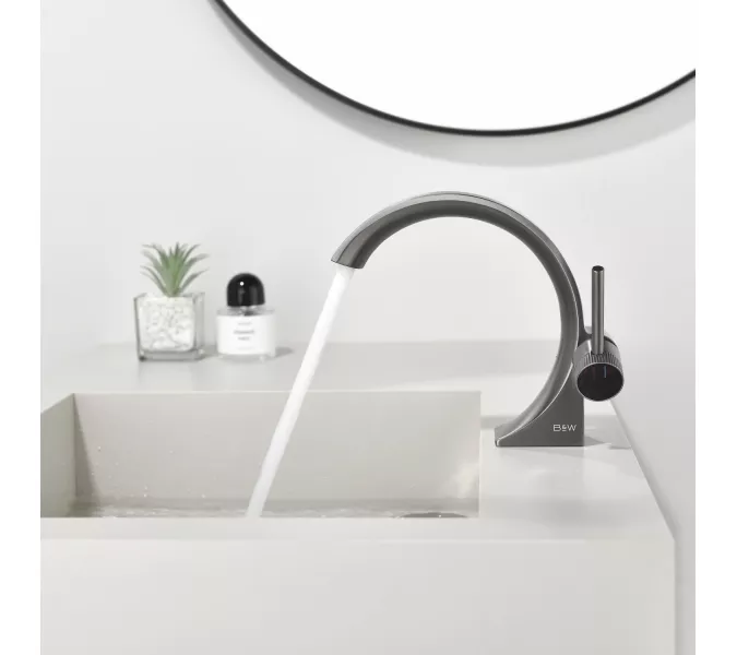 Смеситель для раковины Black&White GF-7106-GM, Выбрать цвет: Оружейная сталь, изображение 7