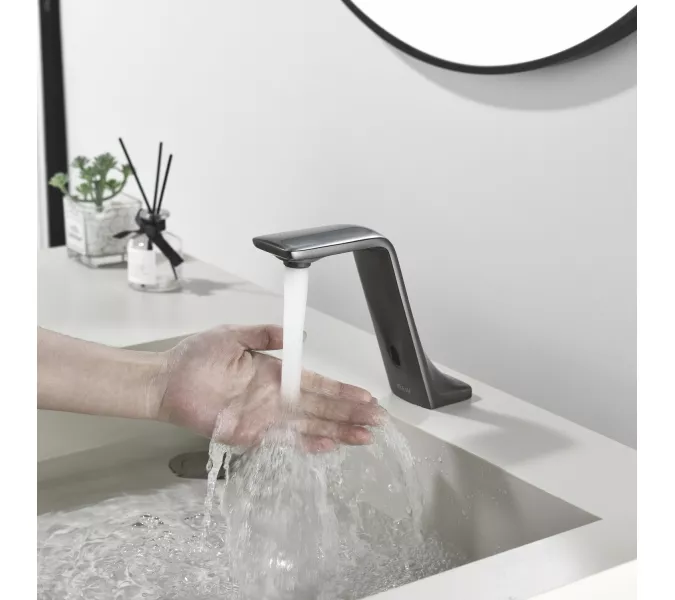 Смеситель для раковины сенсорный Black&White GS-7102-GM, Выбрать цвет: Оружейная сталь, изображение 9