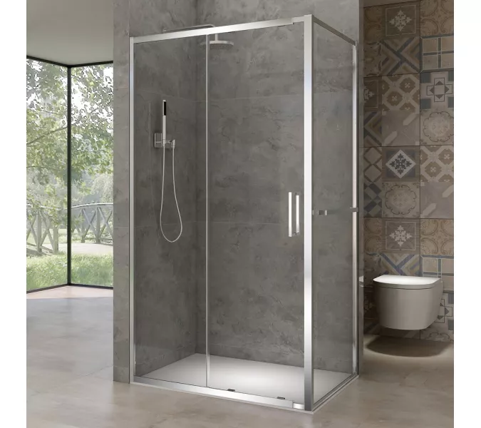 Душевое ограждение Black&White SX715+SX720, Цвет профиля: Хром, Выбрать размер: 100х80