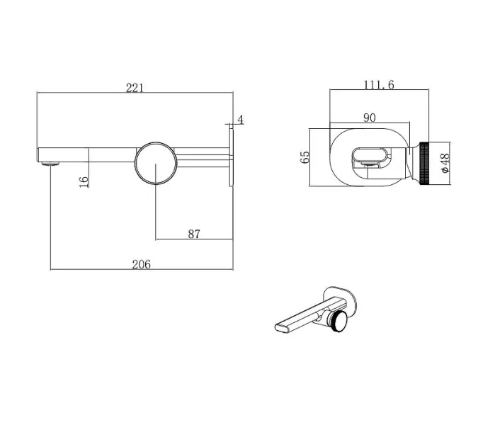 Смеситель для раковины встраиваемый Black&White GF-7407-С, Выбрать цвет: Хром, изображение 9