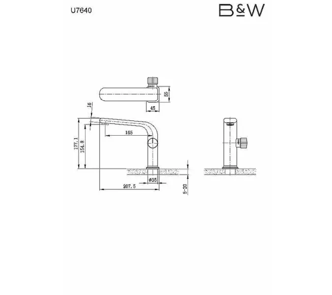 Смеситель для раковины Black&White U7640, Выбрать цвет: Хром, изображение 3