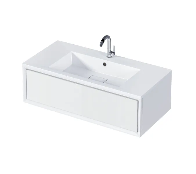 Тумба подвесная с раковиной 1 Marka  Milacco , Выбрать цвет: Белый