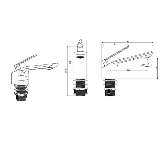 Смеситель для раковины Black&White GF-7104-С, Выбрать цвет: Хром, изображение 5