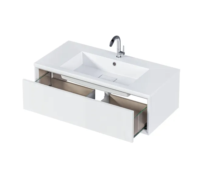 Тумба подвесная с раковиной 1 Marka  Milacco , Выбрать цвет: Белый, изображение 4