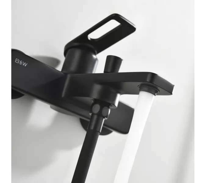 Смеситель для ванны Black&White GL-9101-GM (душевой шланг и лейка в комплекте), Выбрать цвет: Оружейная сталь, изображение 6