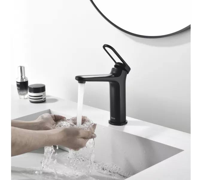 Смеситель для раковины Black&White GF-7109-MB, Выбрать цвет: Черный, изображение 7