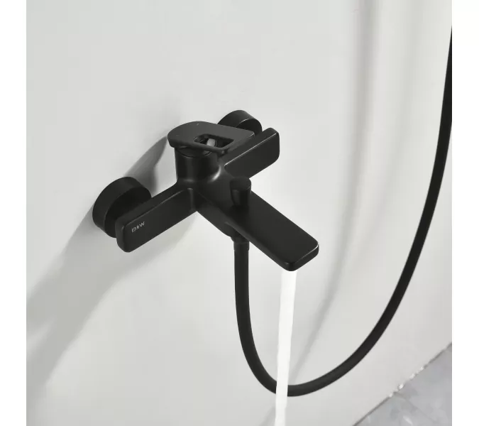 Смеситель для ванны Black&White GL-9101-MB (душевой шланг и лейка в комплекте), Выбрать цвет: Черный, изображение 12