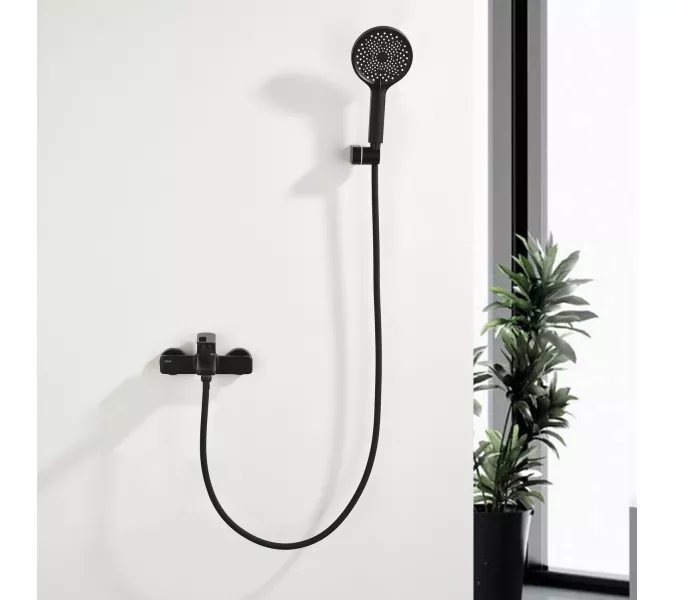 Смеситель для ванны Black&White GL-9101-MB (душевой шланг и лейка в комплекте), Выбрать цвет: Черный