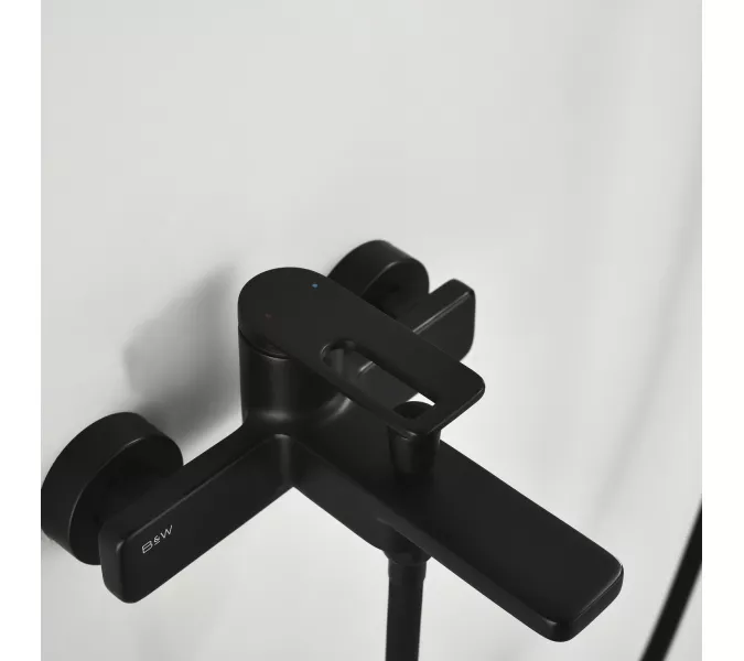 Смеситель для ванны Black&White GL-9101-MB (душевой шланг и лейка в комплекте), Выбрать цвет: Черный, изображение 5