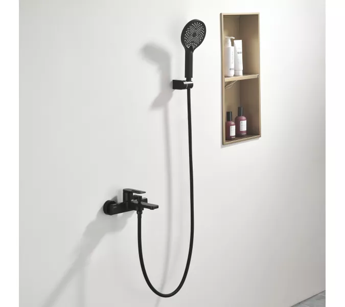 Смеситель для ванны Black&White GL-9101-MB (душевой шланг и лейка в комплекте), Выбрать цвет: Черный, изображение 8