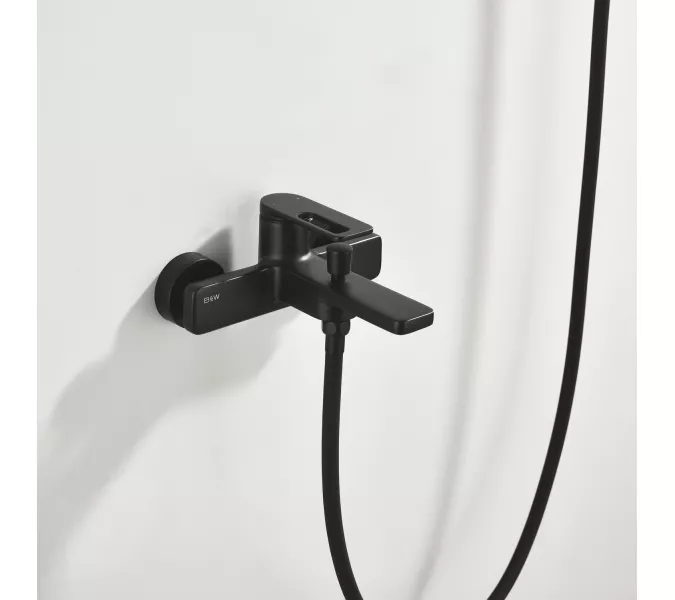 Смеситель для ванны Black&White GL-9101-MB (душевой шланг и лейка в комплекте), Выбрать цвет: Черный, изображение 9