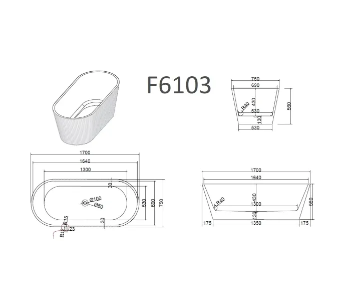 Ванна акриловая Frank  F6103 Black/Black, Выбрать цвет: Черный, изображение 6
