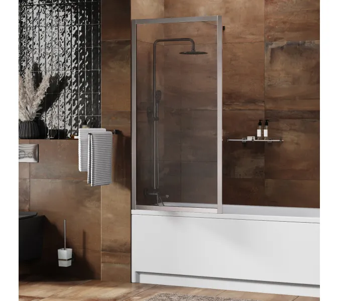 Стеклянная шторка WasserKRAFT Abens 20W01-80 Brushed nickel Fixed, Цвет профиля: Хром, Выбрать размер: 80х160, изображение 9