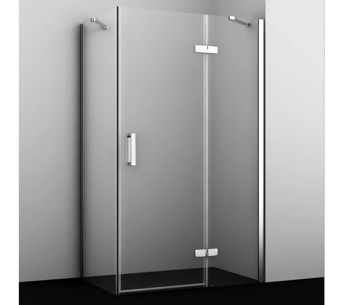 Душевой уголок WasserKRAFT AllerWHITE  Хром/Белый, Цвет стекла: прозрачное, Цвет профиля: Хром, Выбрать размер: 80х120, Ориентация: Правая, изображение 6