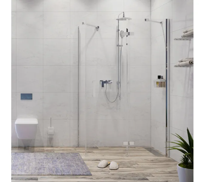 Душевой уголок WasserKRAFT AllerWHITE  Хром/Белый, Цвет стекла: прозрачное, Цвет профиля: Хром, Выбрать размер: 80х120, Ориентация: Правая, изображение 7