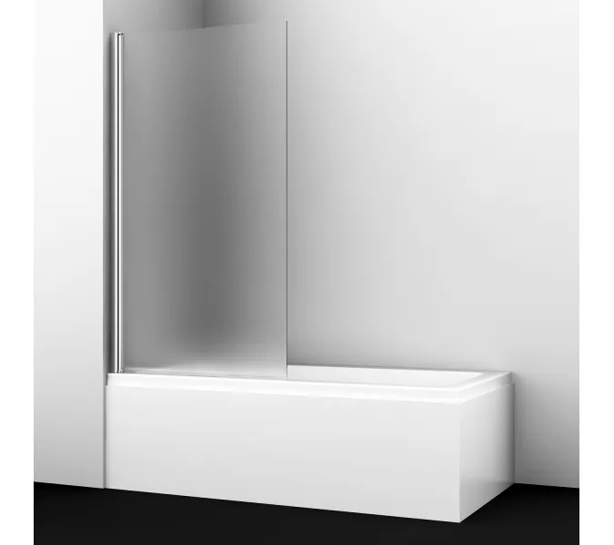 Стеклянная шторка WasserKRAFT Berkel матовая/хром, Цвет стекла: матовое, Цвет профиля: Хром, Выбрать размер: 80, Внешний вид: без фиксатора, Ориентация: Левая