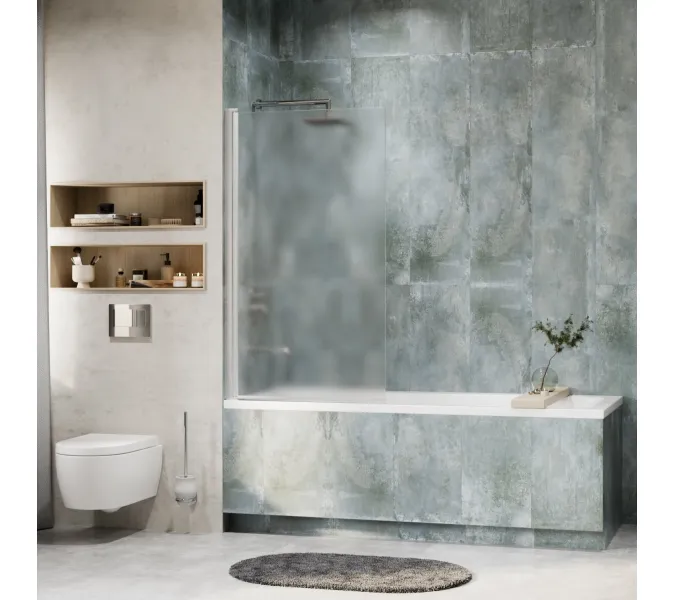 Стеклянная шторка WasserKRAFT Berkel матовая/хром, Цвет стекла: матовое, Цвет профиля: Хром, Выбрать размер: 80, Внешний вид: без фиксатора, Ориентация: Левая, изображение 2