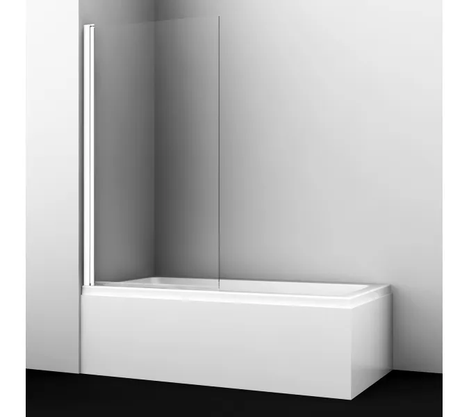 Стеклянная шторка WasserKRAFT Berkel 48P01 прозрачное/белый, Цвет стекла: прозрачное, Цвет профиля: Белый, Выбрать размер: 80, Внешний вид: без фиксатора, Ориентация: Универсальная