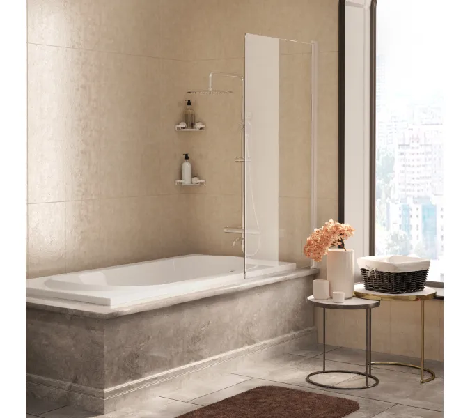 Стеклянная шторка WasserKRAFT Berkel 48P01 прозрачное/белый, Цвет стекла: прозрачное, Цвет профиля: Белый, Выбрать размер: 80, Внешний вид: без фиксатора, Ориентация: Универсальная, изображение 2