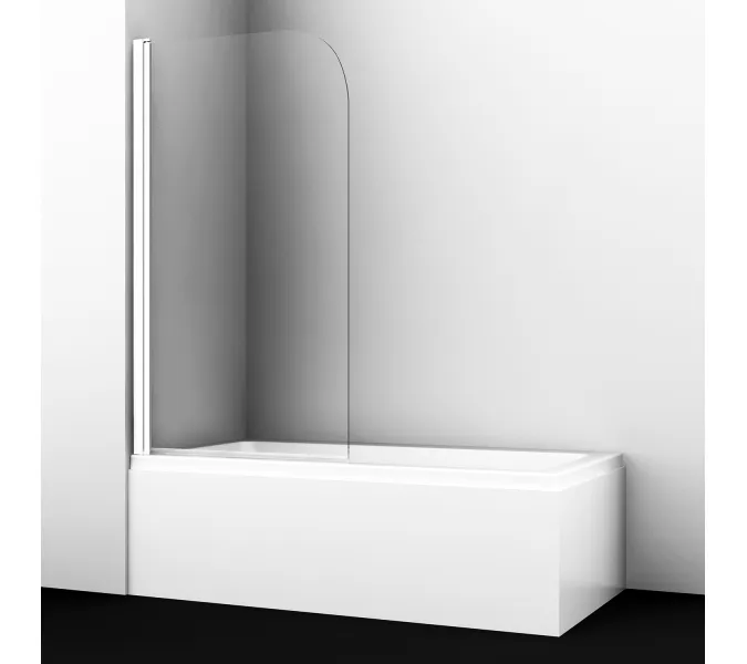 Стеклянная шторка WasserKRAFT Leine  белый, Цвет стекла: прозрачное, Цвет профиля: Белый, Выбрать размер: 80, Внешний вид: без фиксатора