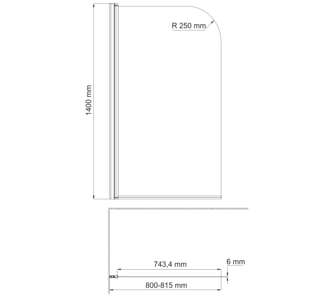 Стеклянная шторка WasserKRAFT Leine  белый, Цвет стекла: прозрачное, Цвет профиля: Белый, Выбрать размер: 80, Внешний вид: без фиксатора, изображение 3