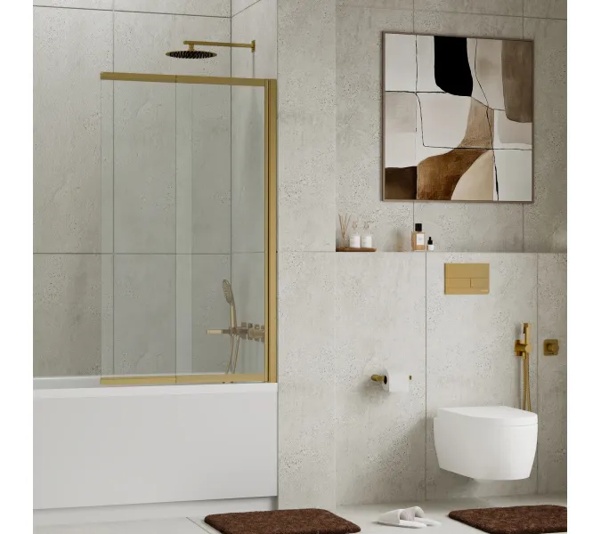 Стеклянная шторка WasserKRAFT Schunter 82S02, Цвет стекла: прозрачное, Цвет профиля: Золото, Цвет профиля (вариация): Матовое золото, Выбрать размер: 80, изображение 3