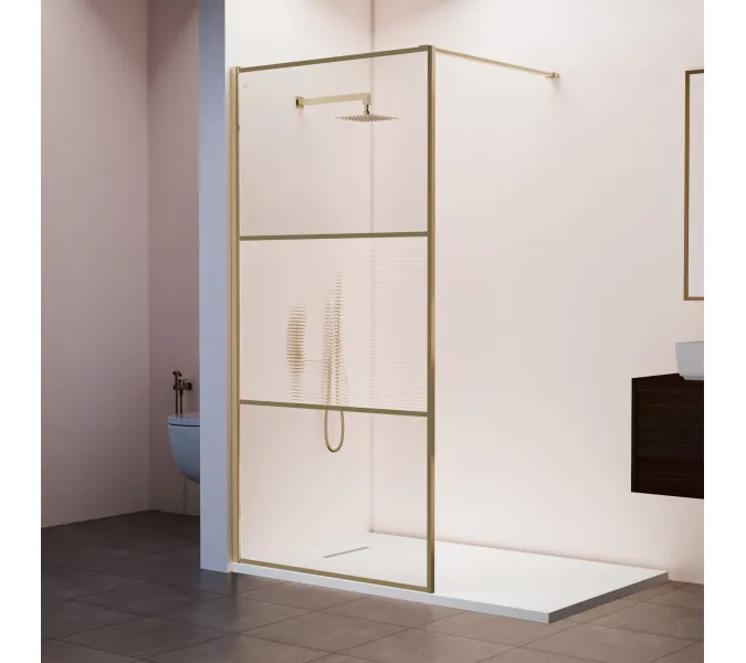 Душевая перегородка RGW WA-09Gb ребристое/золото, Цвет стекла: ребристое, Цвет профиля: Золото, Выбрать размер: 90, изображение 2