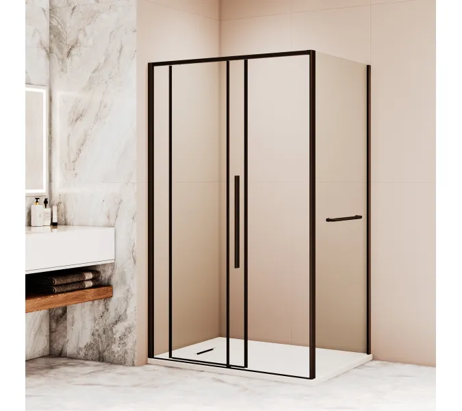 Душевой уголок RGW SV-42-1B (SV-12B + Z-060-2B), Цвет стекла: прозрачное, Цвет профиля (вариация): Черный, Выбрать размер: 1200x800, изображение 2