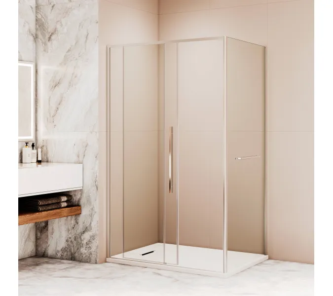 Душевой уголок RGW SV-42-1 (SV-12 + Z-060-2), Цвет стекла: прозрачное, Цвет профиля (вариация): Хром, Выбрать размер: 1100x1000, изображение 2