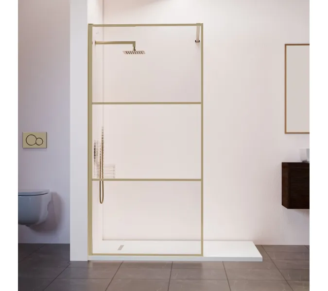 Душевая перегородка RGW WA-09Gb ребристое/золото, Цвет стекла: ребристое, Цвет профиля: Золото, Выбрать размер: 90, изображение 3