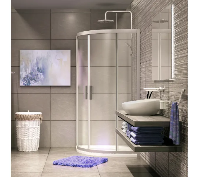 Душевой уголок полукруглый WasserKRAFT Lippe 45S00/45S01 прозрачное стекло, Цвет стекла: прозрачное, Цвет профиля: Хром, Выбрать размер: 80х80, изображение 2