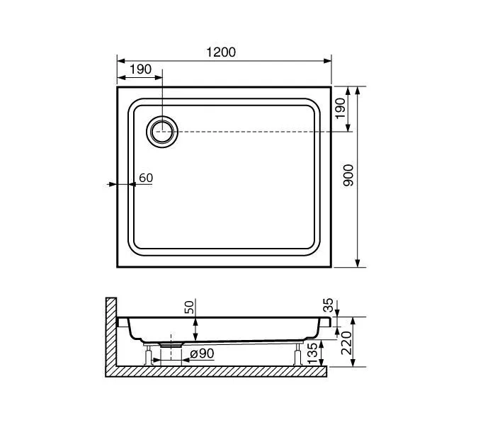 Душевой поддон прямоугольный RGW STYLE, Выбрать размер: 800x1200, изображение 10