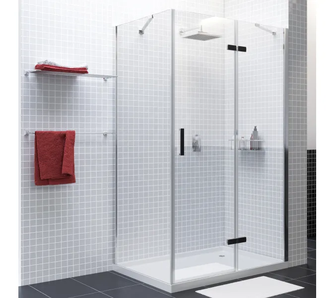 Душевой уголок WasserKRAFT AllerBLACK MATT Хром/Черный матовый, Цвет стекла: прозрачное, Цвет профиля: Хром, Выбрать размер: 80х120, Ориентация: Правая, изображение 7