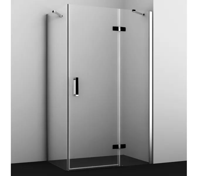 Душевой уголок WasserKRAFT AllerBLACK  Хром/Черный, Цвет стекла: прозрачное, Цвет профиля: Хром, Выбрать размер: 80х120, Ориентация: Правая, изображение 2