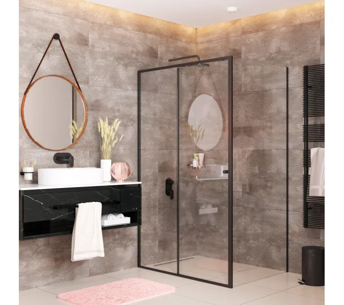 Душевой уголок WasserKRAFT Dill, Цвет стекла: прозрачное, Цвет профиля: Черный, Выбрать размер: 90х100, изображение 3