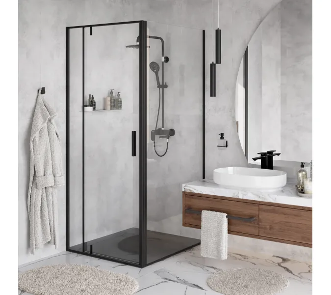 Душевой уголок  Wasserkraft  Elbe 74P, Цвет стекла: прозрачное, Цвет профиля: Черный, Выбрать размер: 80х80, изображение 3