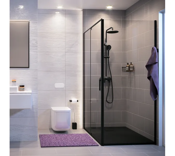 Душевой уголок  Wasserkraft  Elbe 74P, Цвет стекла: прозрачное, Цвет профиля: Черный, Выбрать размер: 80х120, изображение 3