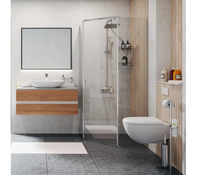 Душевой уголок трапеция WasserKRAFT Leine, Цвет стекла: прозрачное, Цвет профиля: Хром, Выбрать размер: 100х100, изображение 7