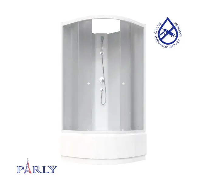Кабина душевая TMF901  без крыши PARLY, Цвет стекла: матовое, Высота поддона: Высокий, Цвет профиля: Белый, Выбрать размер: 85х85, изображение 2