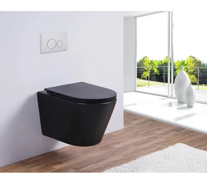 Унитаз подвесной Timo INARI TK-503MB, Выбрать цвет: Черный глянцевый, изображение 2