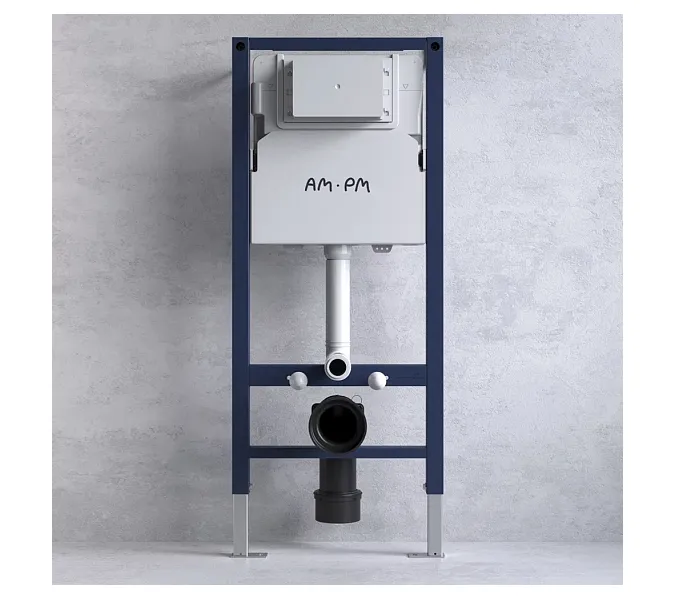 Унитаз подвесной безободковый с инсталляцией AM.PM Spirit 2.0  сиденьем микролифт, хром механ. клавишей, изображение 2