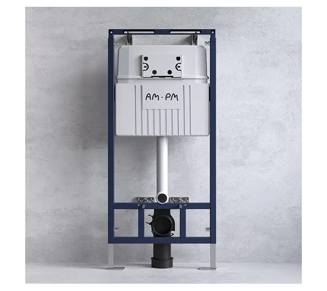 Унитаз подвесной безободковый с инсталляцией AM.PM Sense сиденьем микролифт, хром механ. клавишей, изображение 2