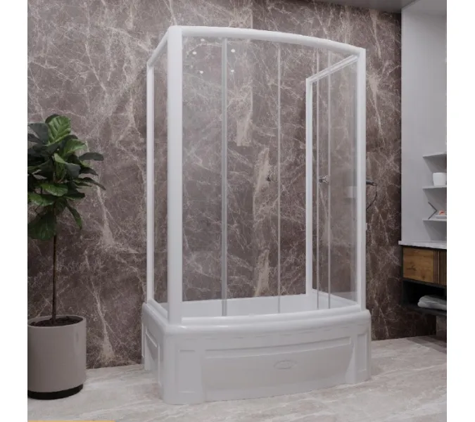 Душевой угол Radomir ДИАНА  95х140 прозрачное стекло, с поддоном, Цвет стекла: прозрачное, Цвет профиля: Белый, Тип поддона: Высокий, изображение 2