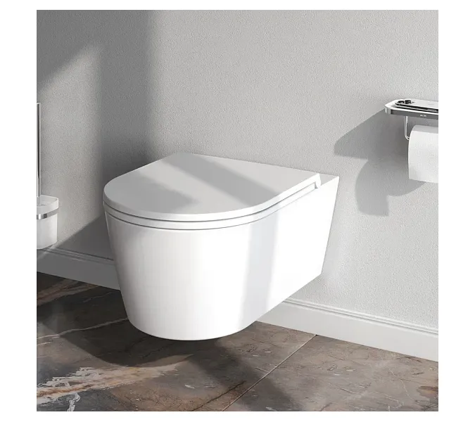 Унитаз подвесной безободковый с инсталляцией AM.PM Sense сиденьем микролифт, хром механ. клавишей, изображение 3