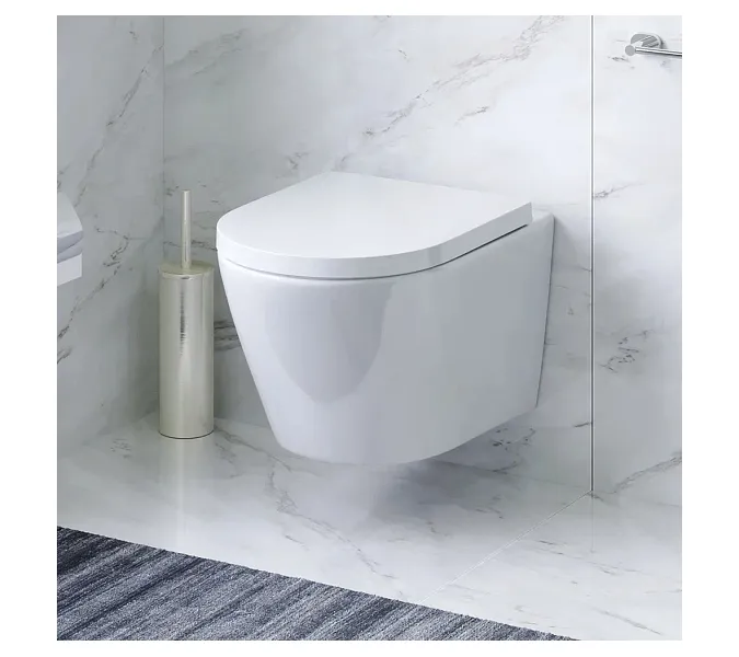 Унитаз подвесной безободковый с инсталляцией AM.PM Sense сиденьем микролифт, хром механ. клавишей, изображение 3