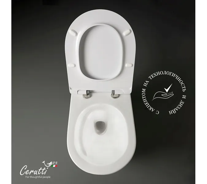 Унитаз  Ceruttispa CT9529  SELLA Aria Tornado подвесной безободковый со смывом торнадо, изображение 3