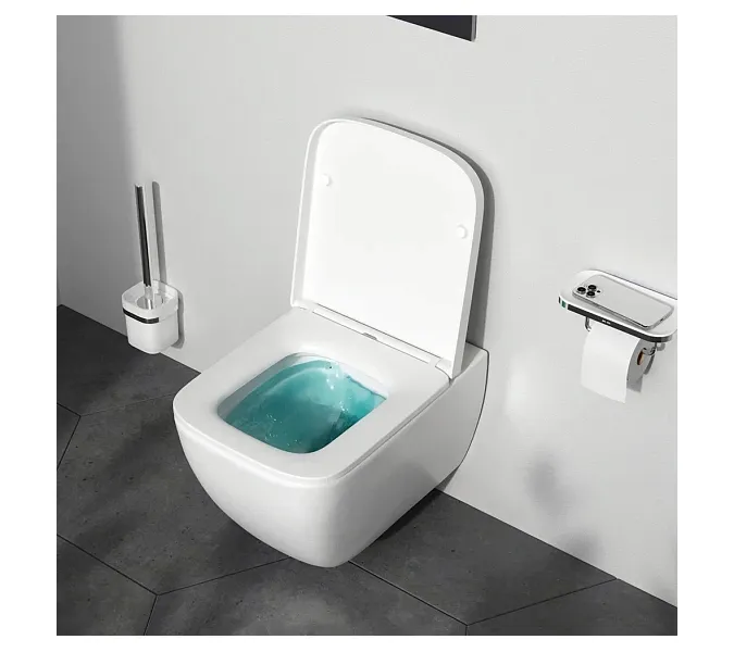 Унитаз подвесной безободковый с инсталляцией AM.PM Gem сиденьем микролифт, черной механ. клавишей, изображение 4